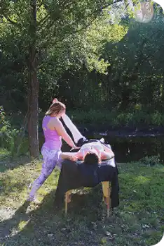 Outdoor massage therapy session